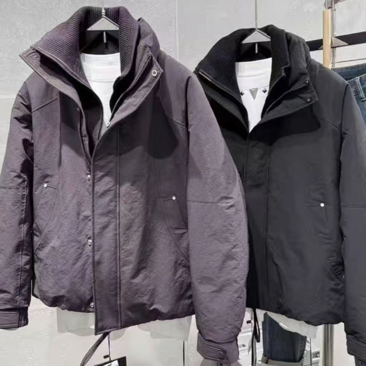 【男士90绒羽绒服】冬季保暖假两件立领白微阔休闲外套