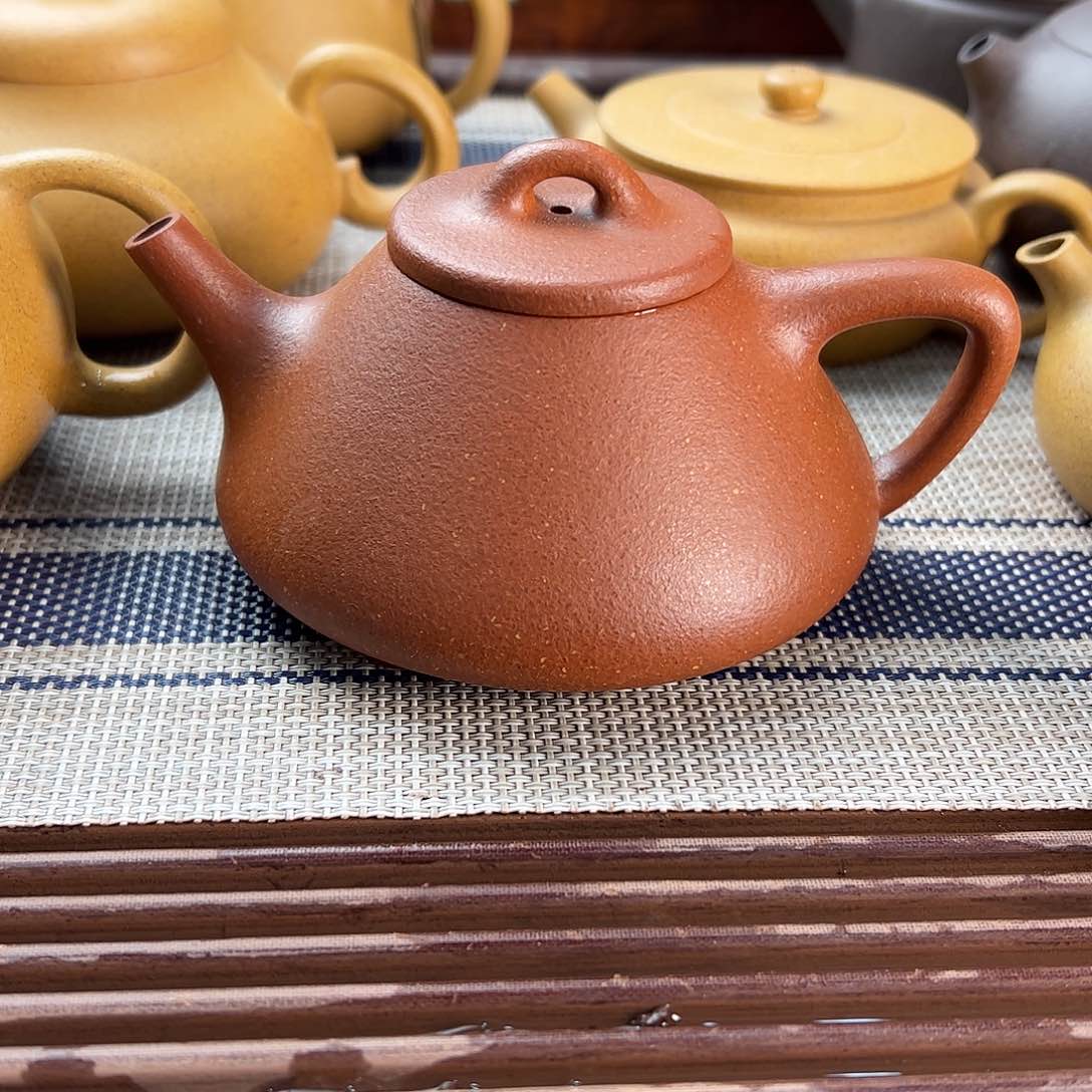 紫砂茶壶A*纯红降坡子冶