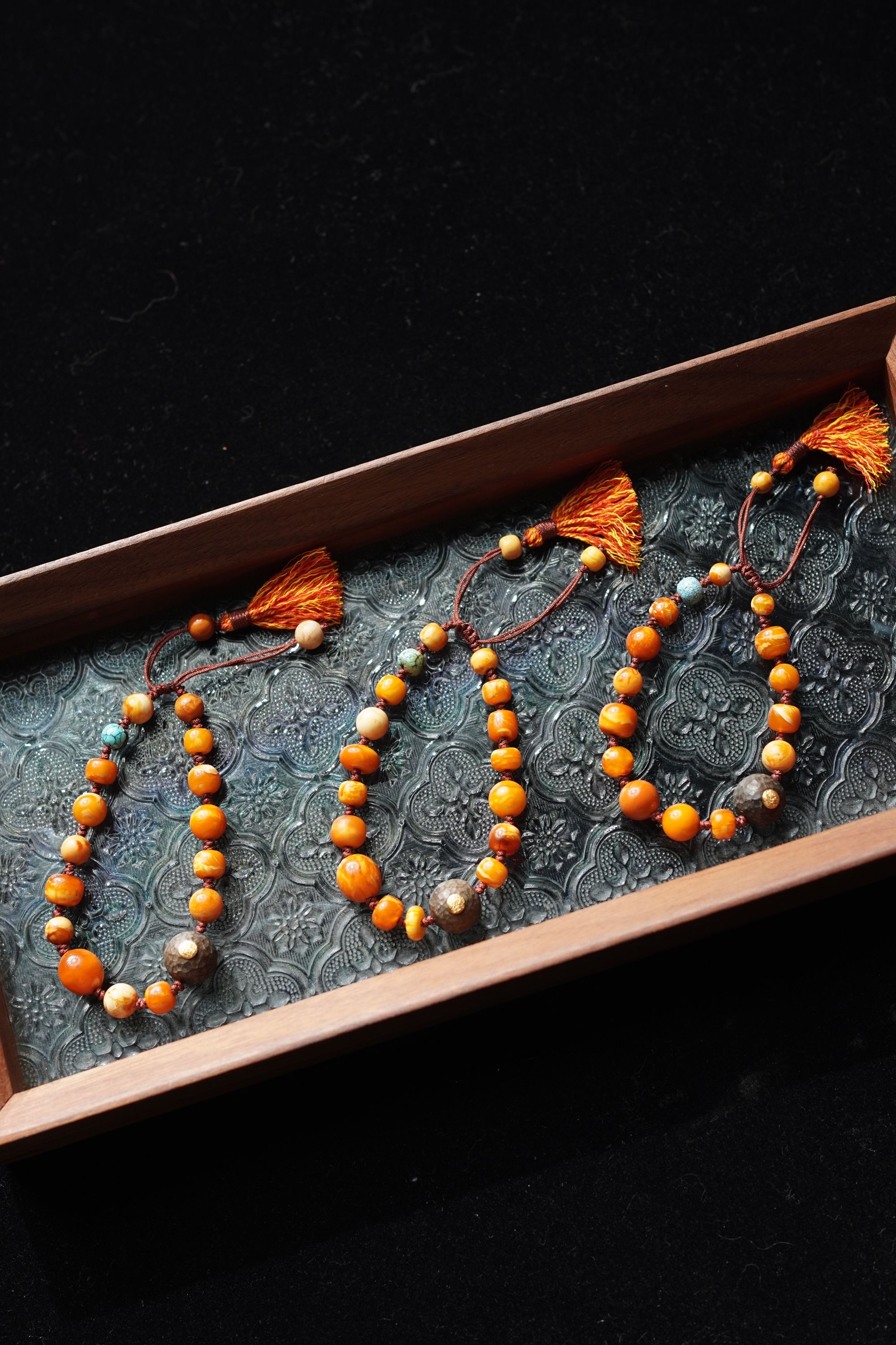 天然蜜蜡多宝珠型顶珠13mm+单圈手串 多样性发其一