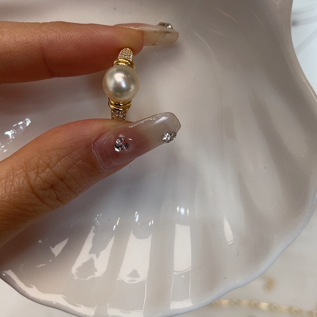 戒指海水珍珠银S925镶嵌