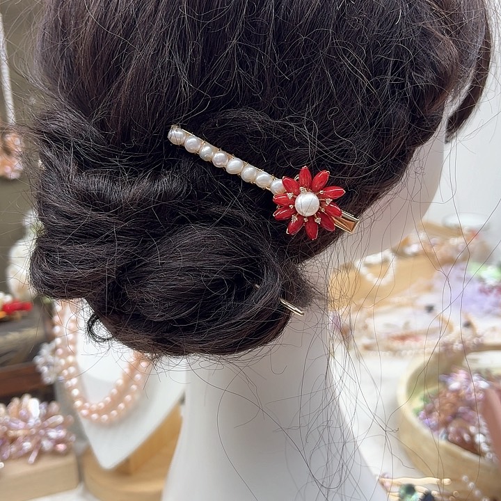 淡水珍珠发饰银S925镶嵌