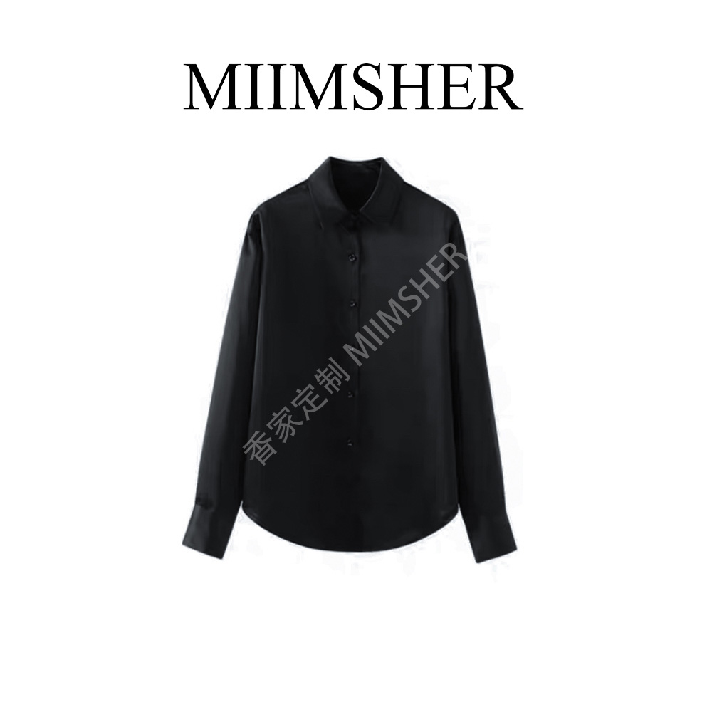 重磅醋酸轻奢垂感开叉长款时尚优雅衬衫MS243046