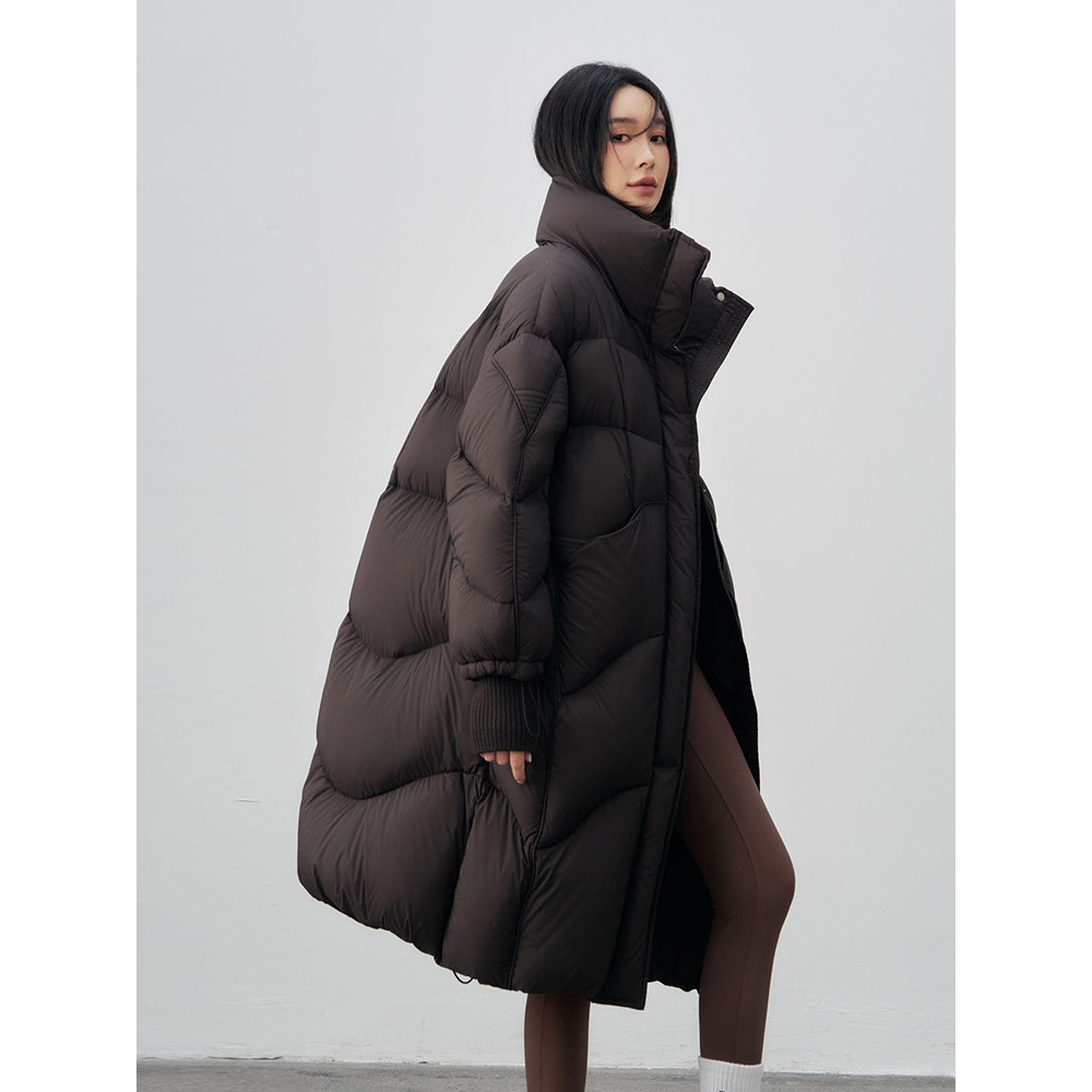 蒙口潮牌韩版羽绒服冬2025秋冬新款宽松纯色长保暖羽绒服女