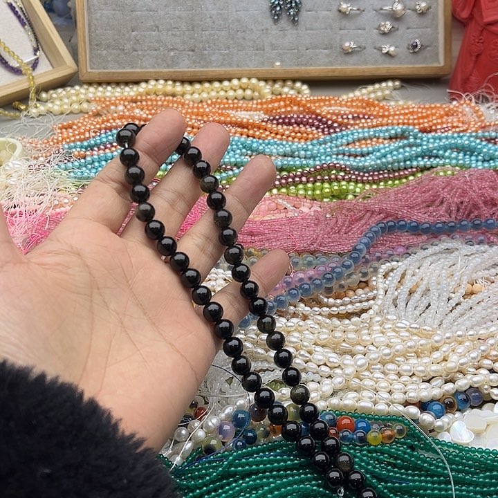 玛瑙/玉髓珠宝半成品未镶嵌一条6mm金曜石