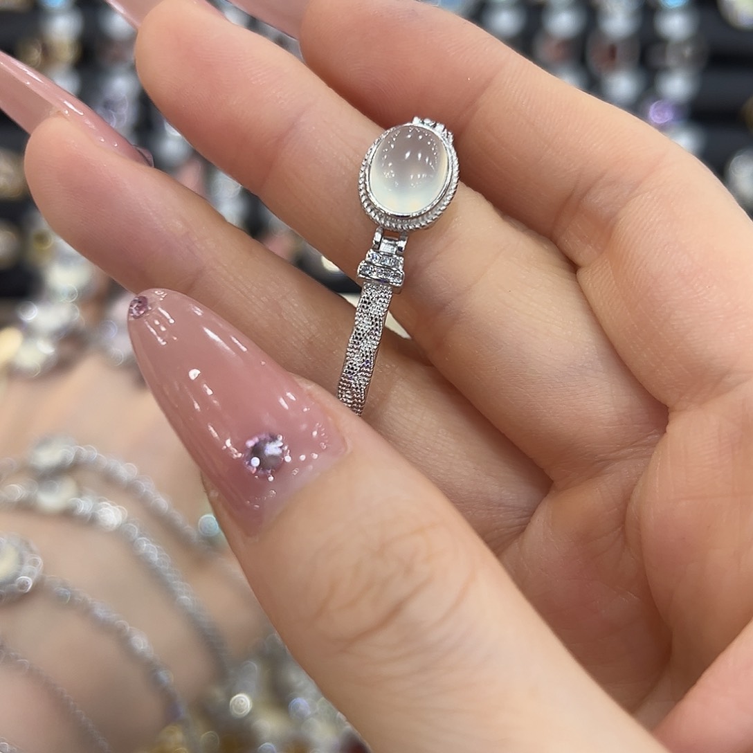 岫玉银S925镶嵌戒指陈*吖