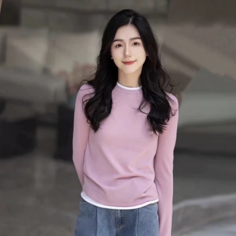 【商场同款】假两件针织衫2025秋冬新款时尚百搭简约毛衣女1399763