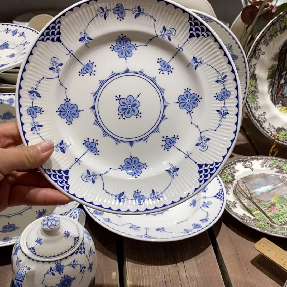 搪瓷微瑕唐草8寸盘