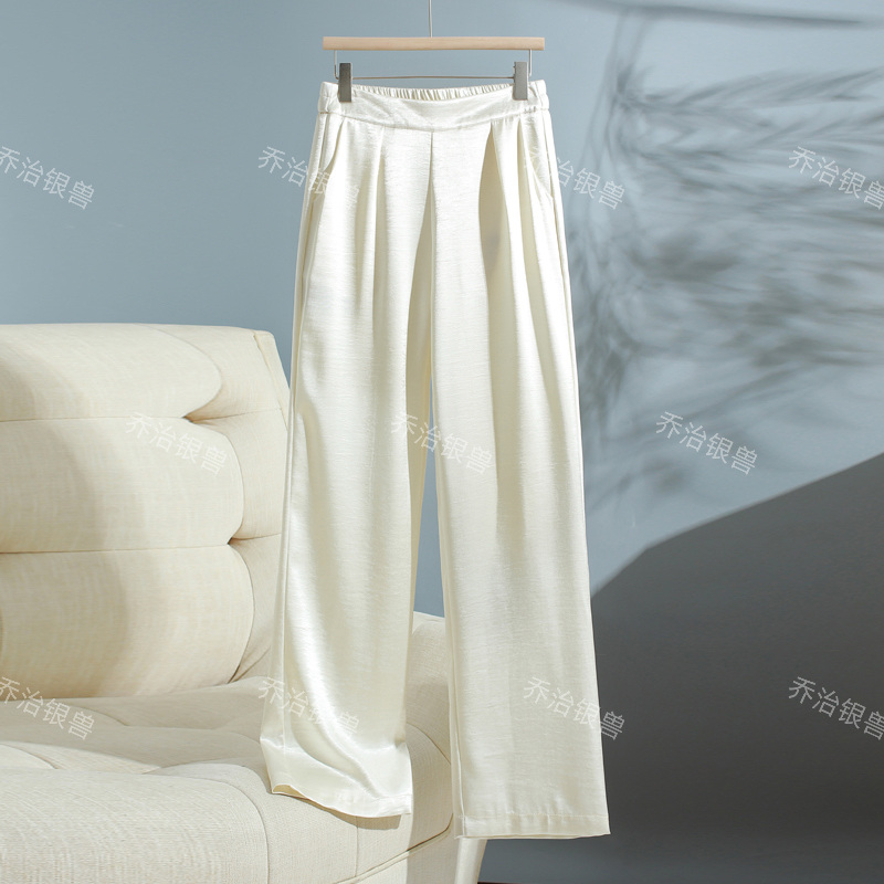 100%桑蚕丝窄版直筒裤女休闲显瘦轻奢时尚直筒裤 