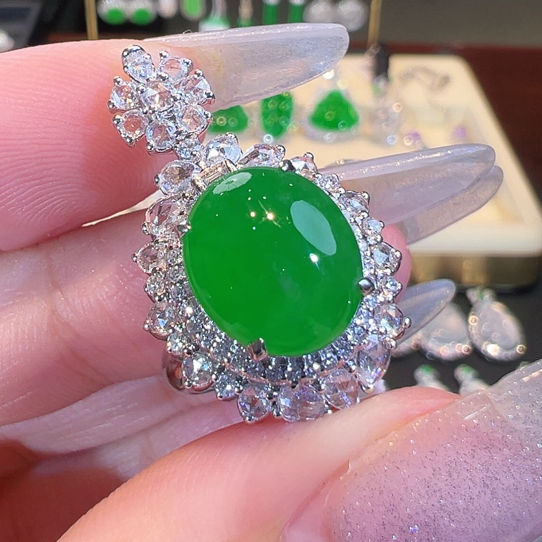 翡翠戒指18K金镶嵌两用款