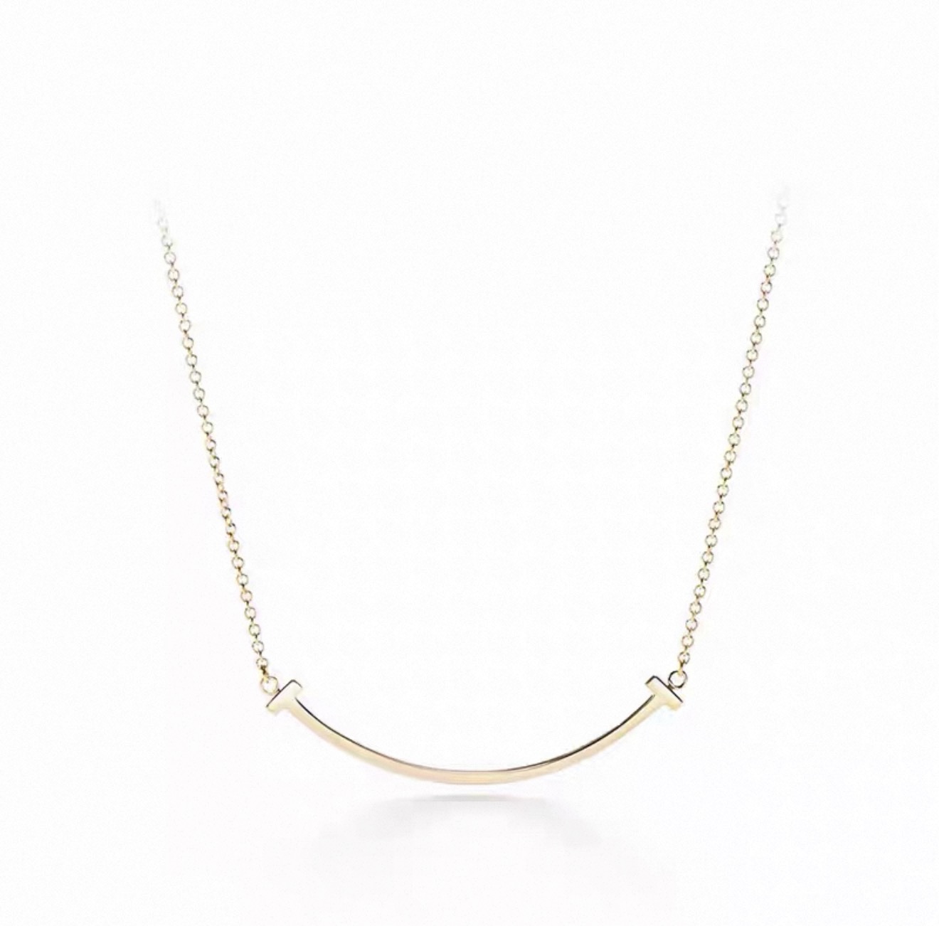 钛钢项链 带细节微笑项链金色422