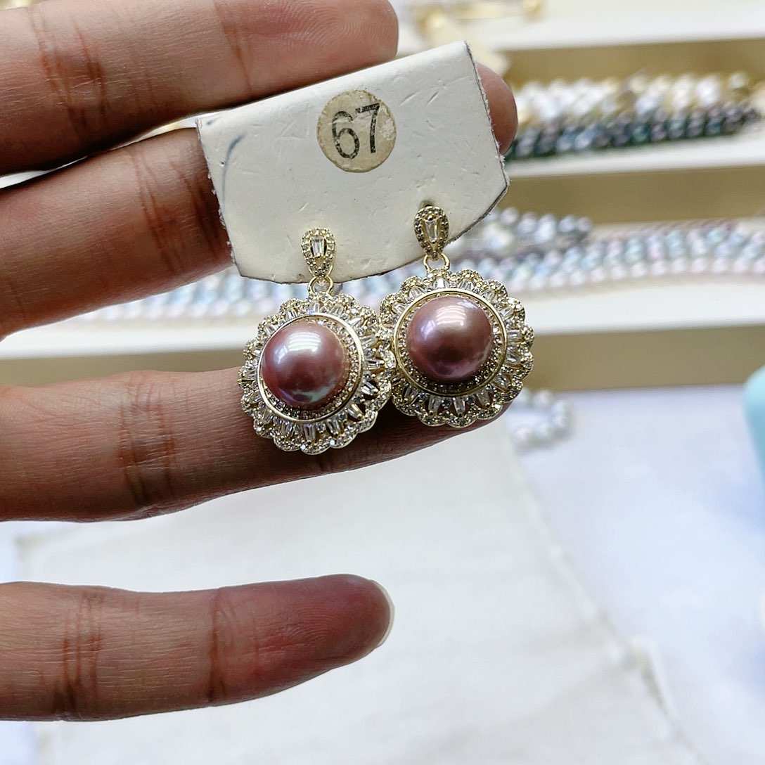 淡水珍珠耳饰银S925镶嵌