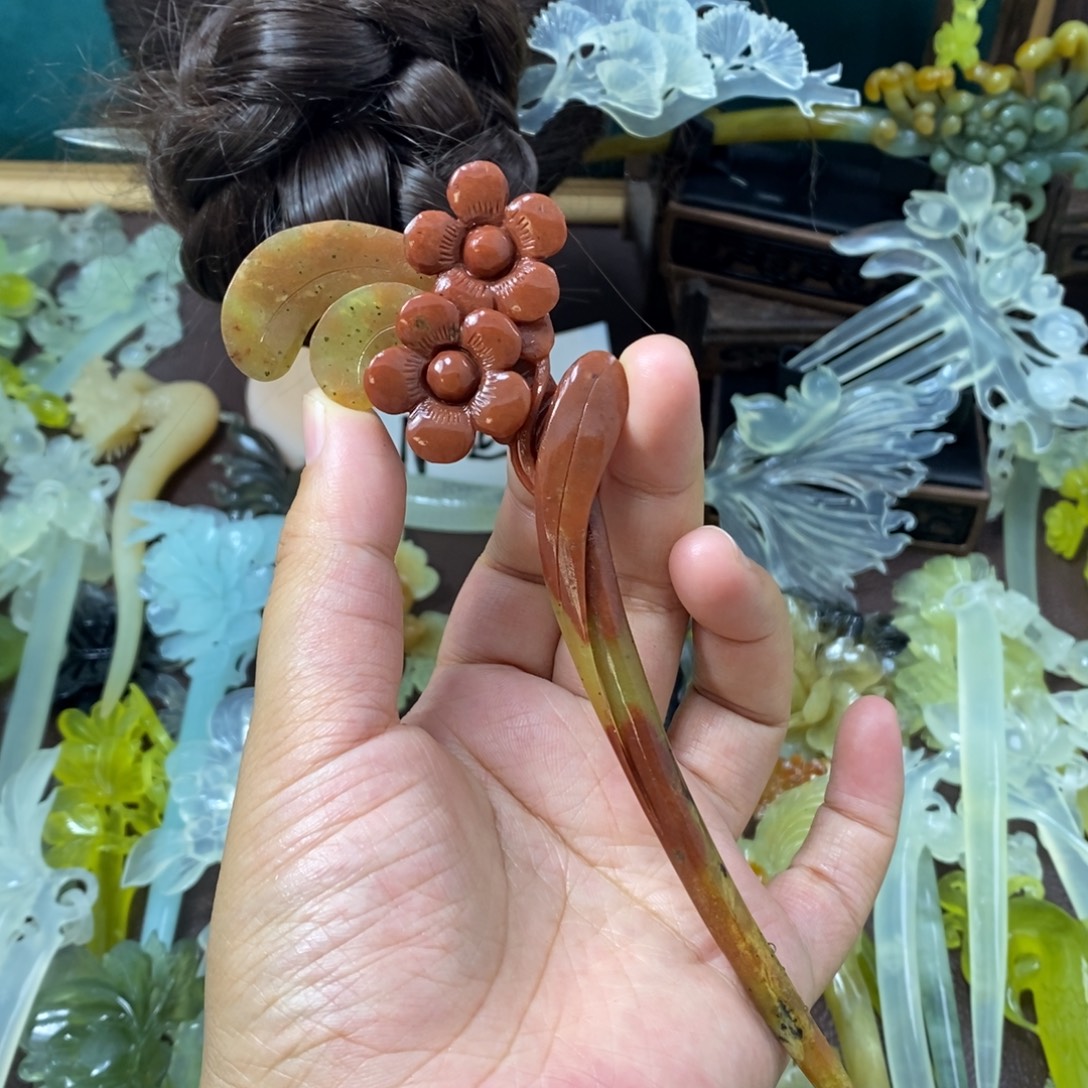蛇纹石玉未镶嵌发饰