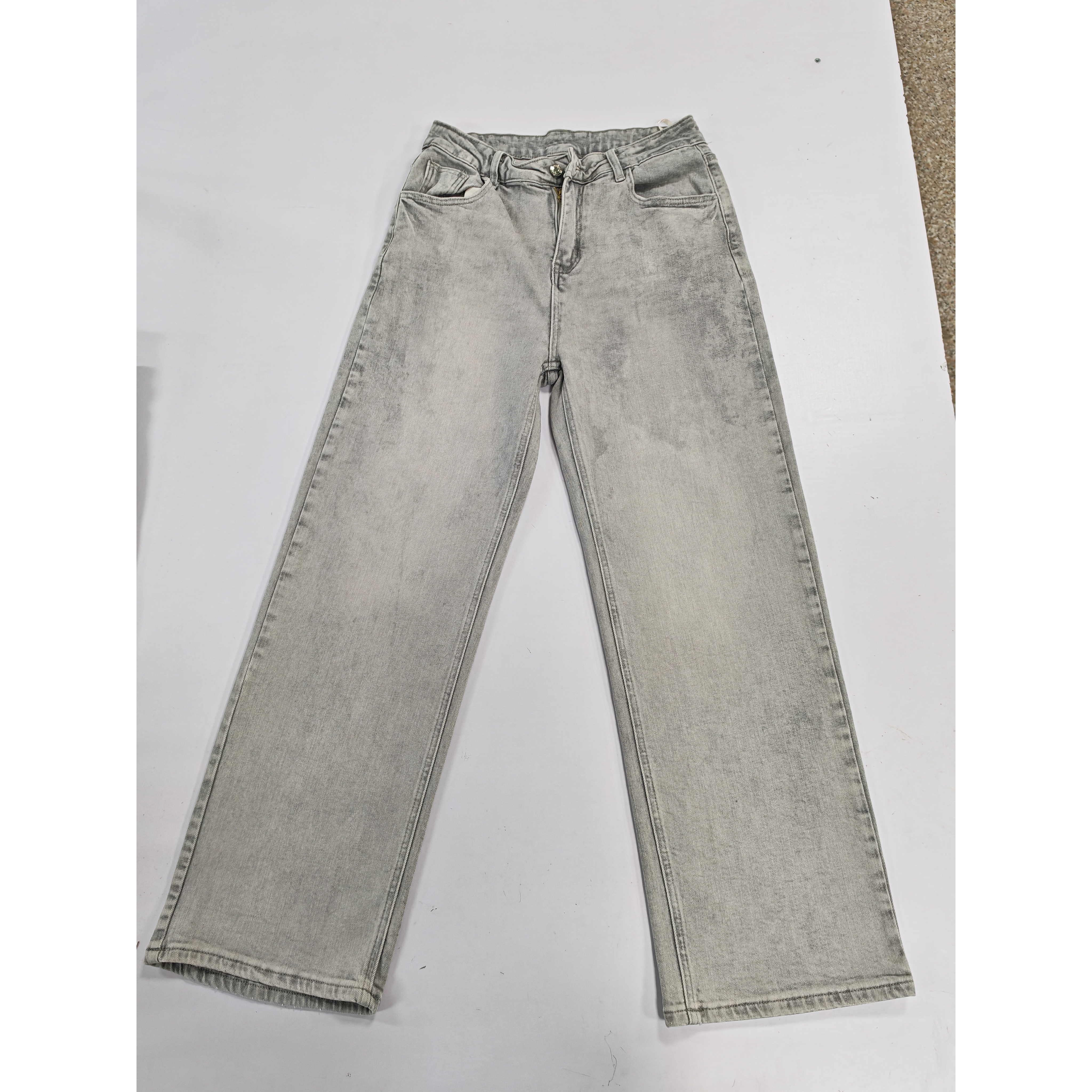 【微瑕】QH-A58直筒牛仔裤子女高腰显瘦大码宽松直筒裤小个子