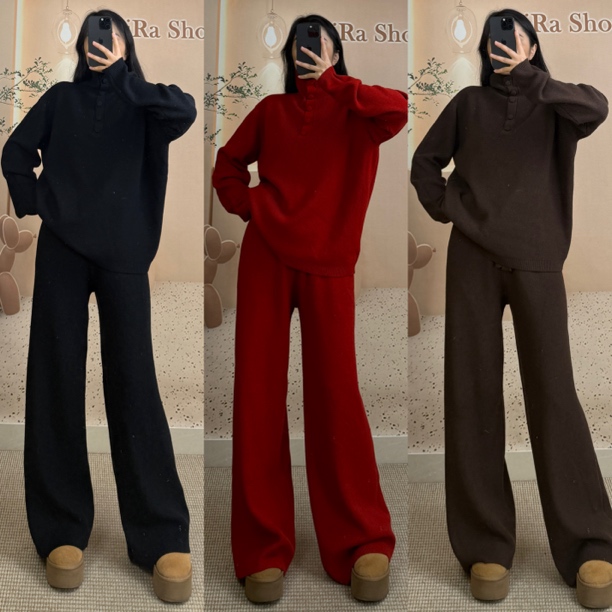 Mira 2026新款慵懒风时尚秋冬毛衣➕裤子套装～