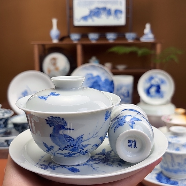 摆件随**脱手工手绘花鸟套组微瑕