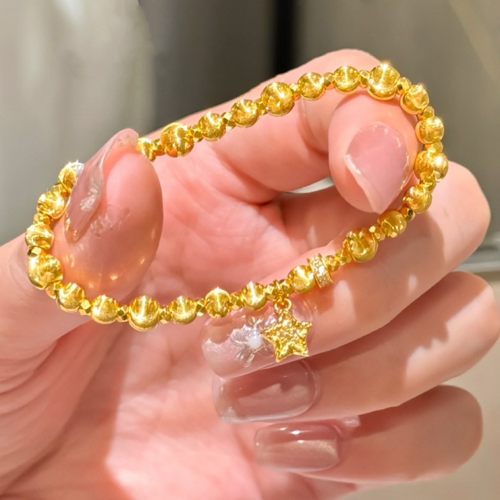 星想事成手链女叠戴高级感镀18k色爆闪猫石转运珠diy