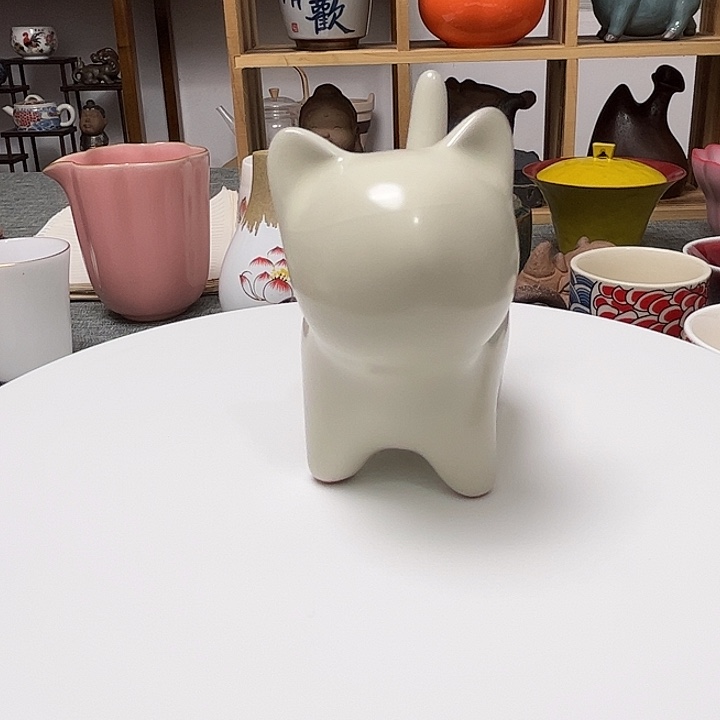 瓷片草木灰猫咪茶宠摆件