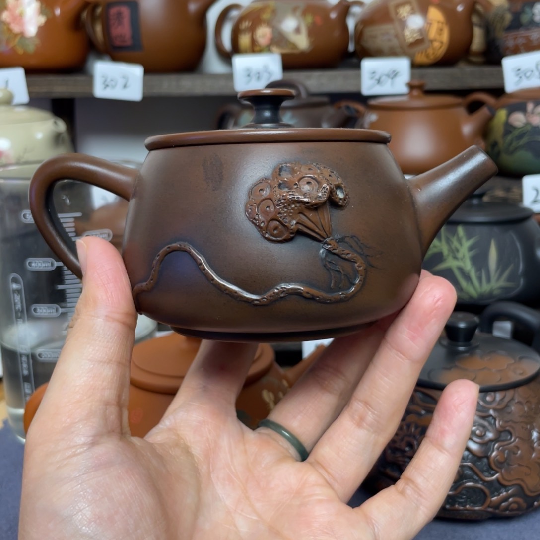 壶吴*哥堆雕莲子大口汉瓦