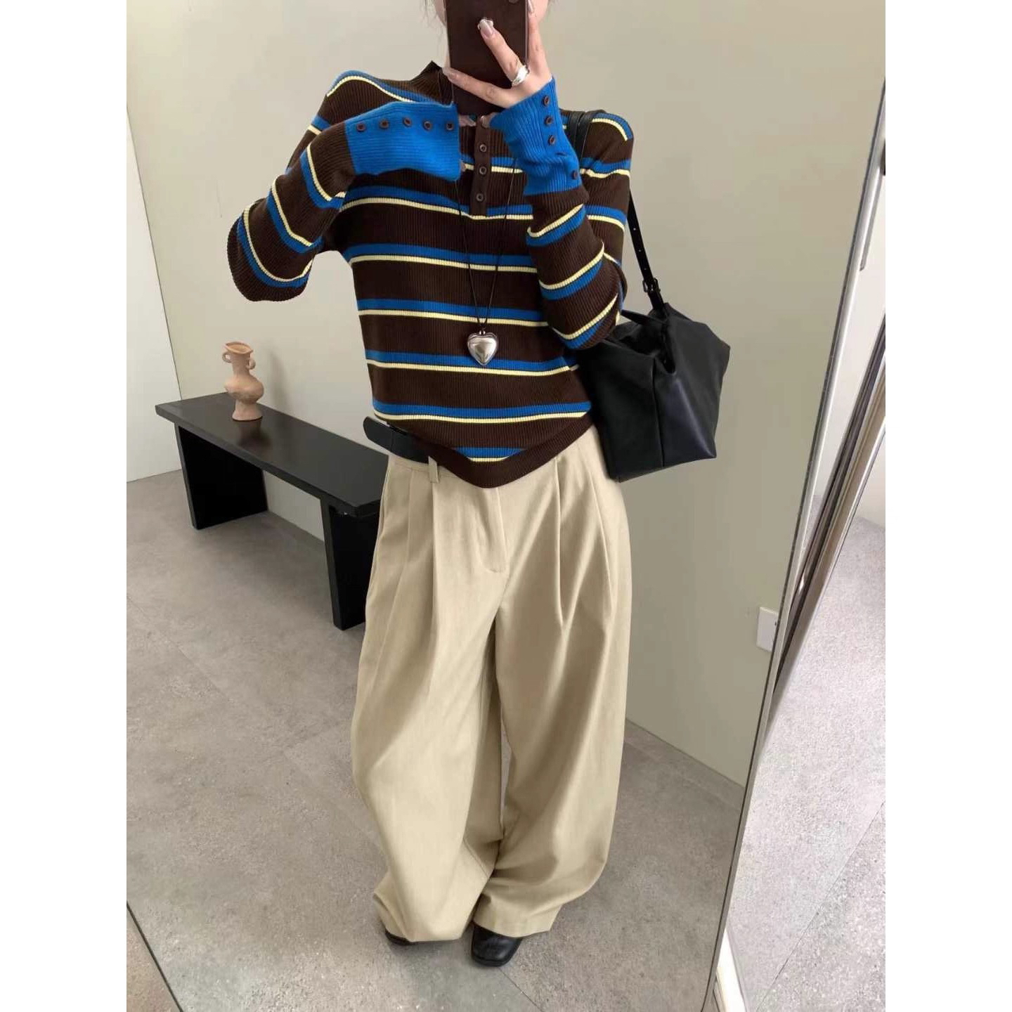 zizi@30612 韩系时尚休闲撞色条纹上衣 12-10