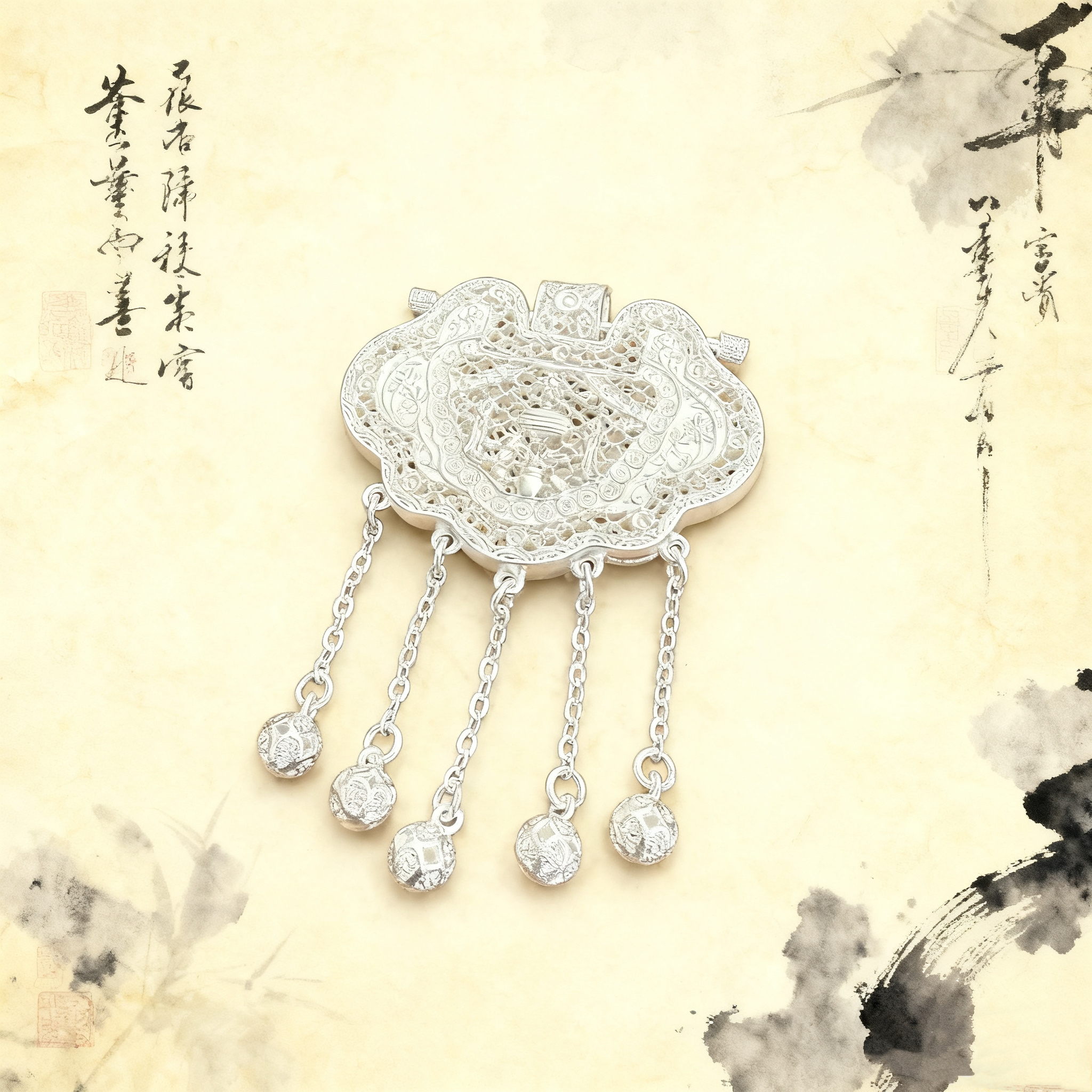 吊坠足银 【天子门生吊坠】足银999古法磨砂精致简约百搭