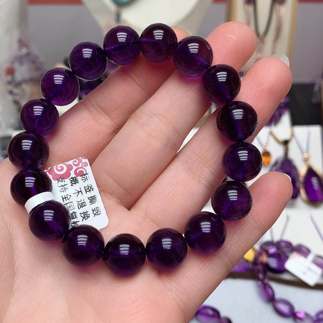 紫晶乌拉圭手串12m m未镶嵌༊****