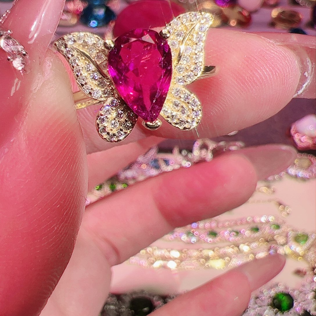 碧玺碧玺戒指银S925镶嵌