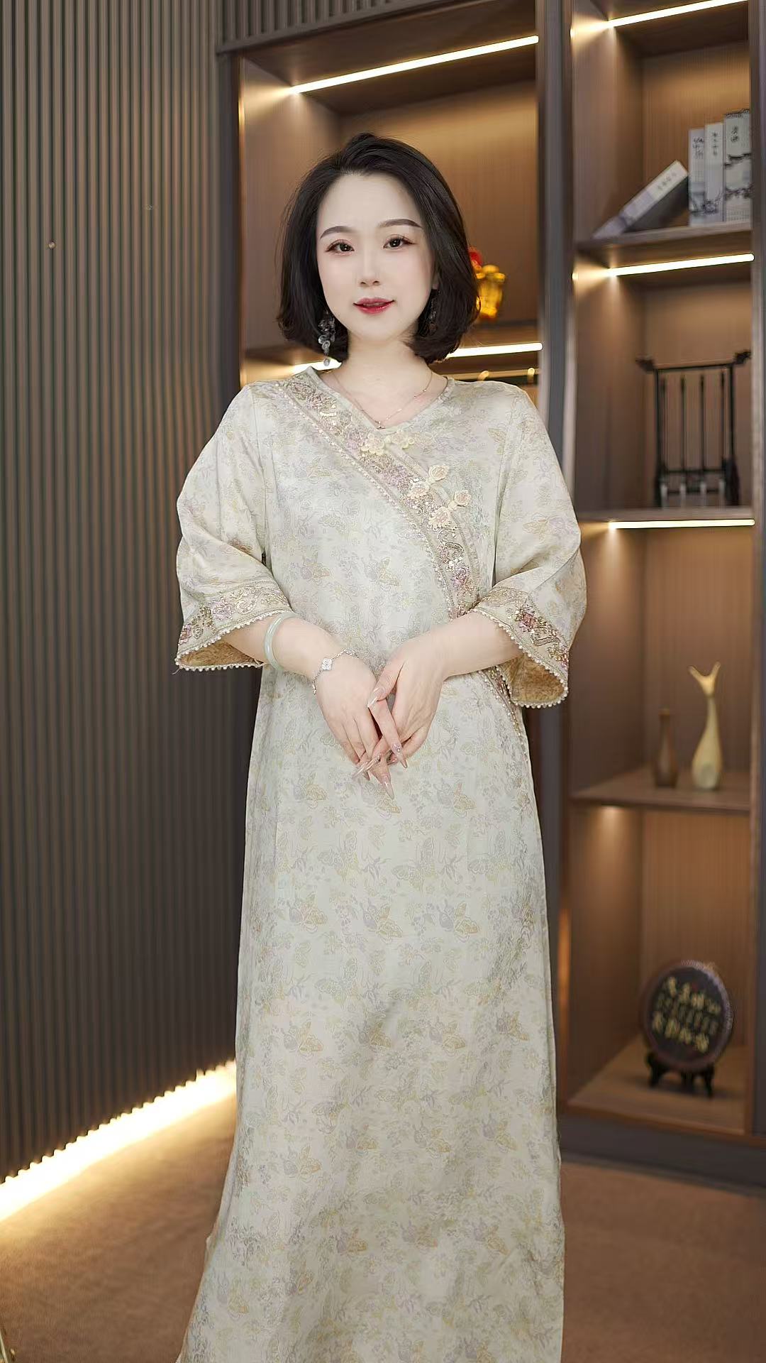 清禾-中式复古国风盘扣气质改良版连衣裙