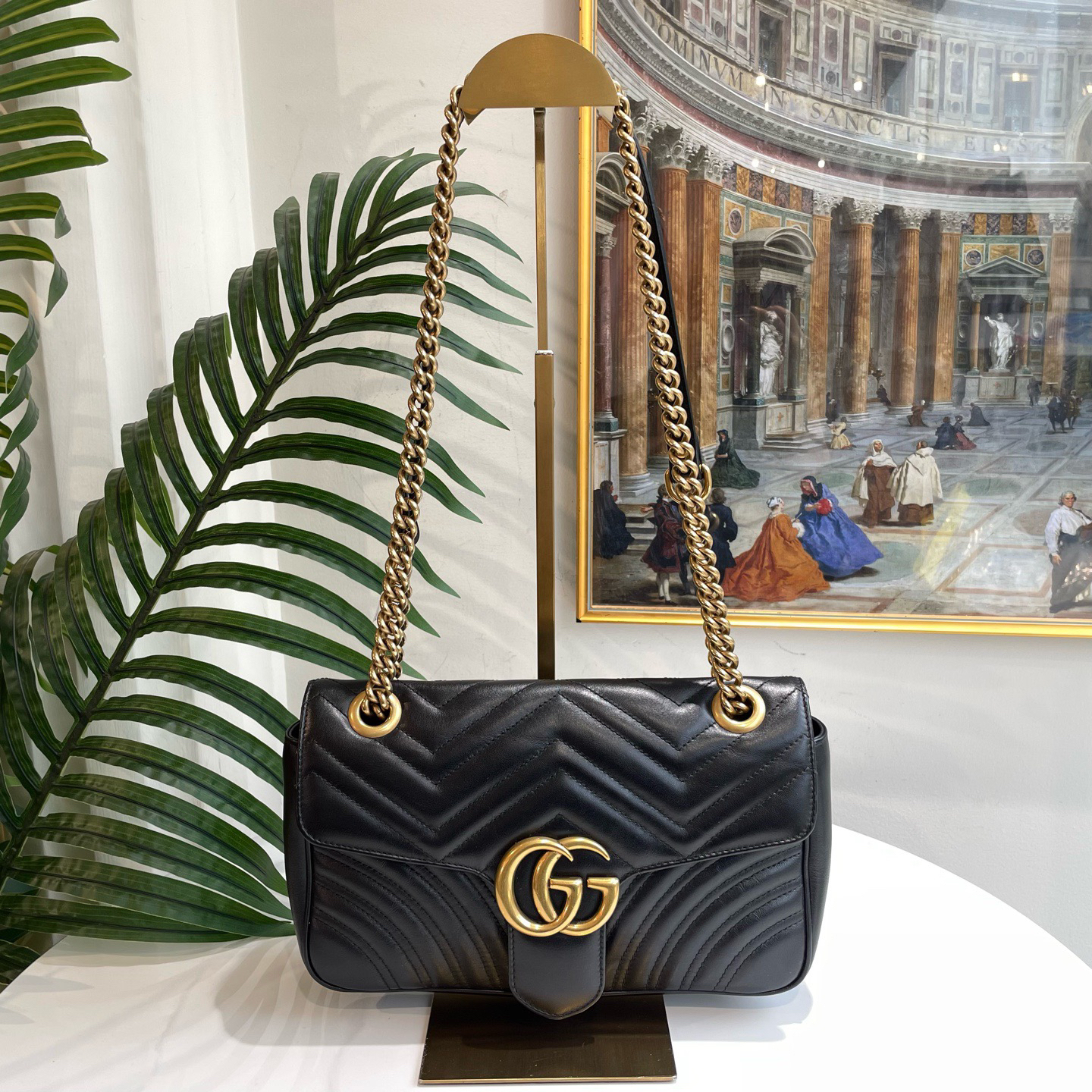 95新 GUCCI/古驰 御古屋/18234/黑金26马蒙 028标 