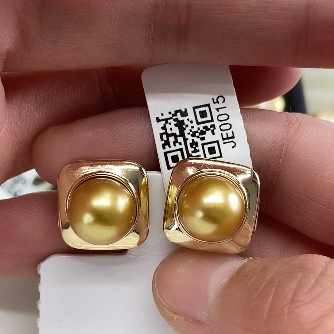 银S925镶嵌海水珍珠耳饰@@JE0015