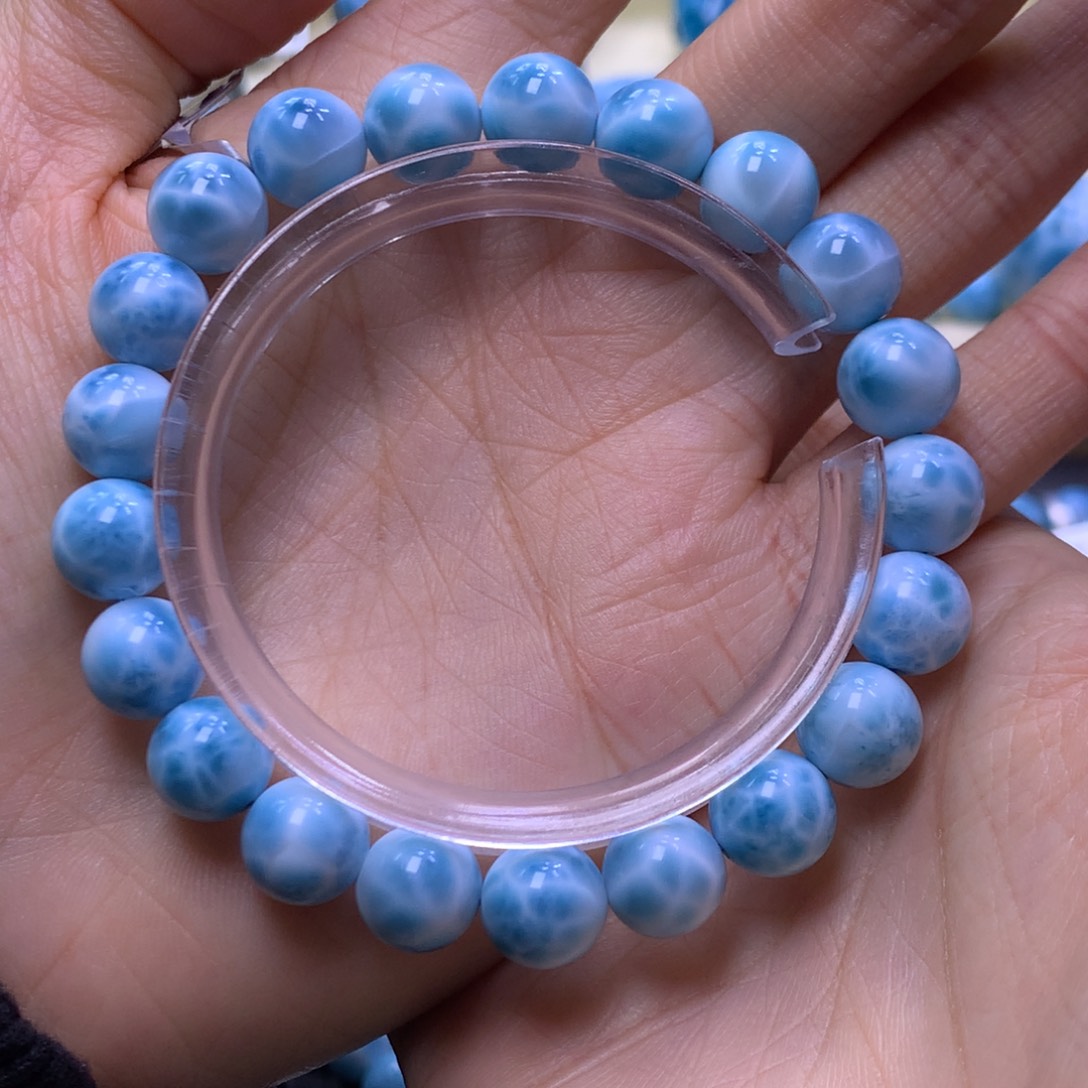 针钠钙石（海纹石）未镶嵌手链精品满纹9mm手串色差略异