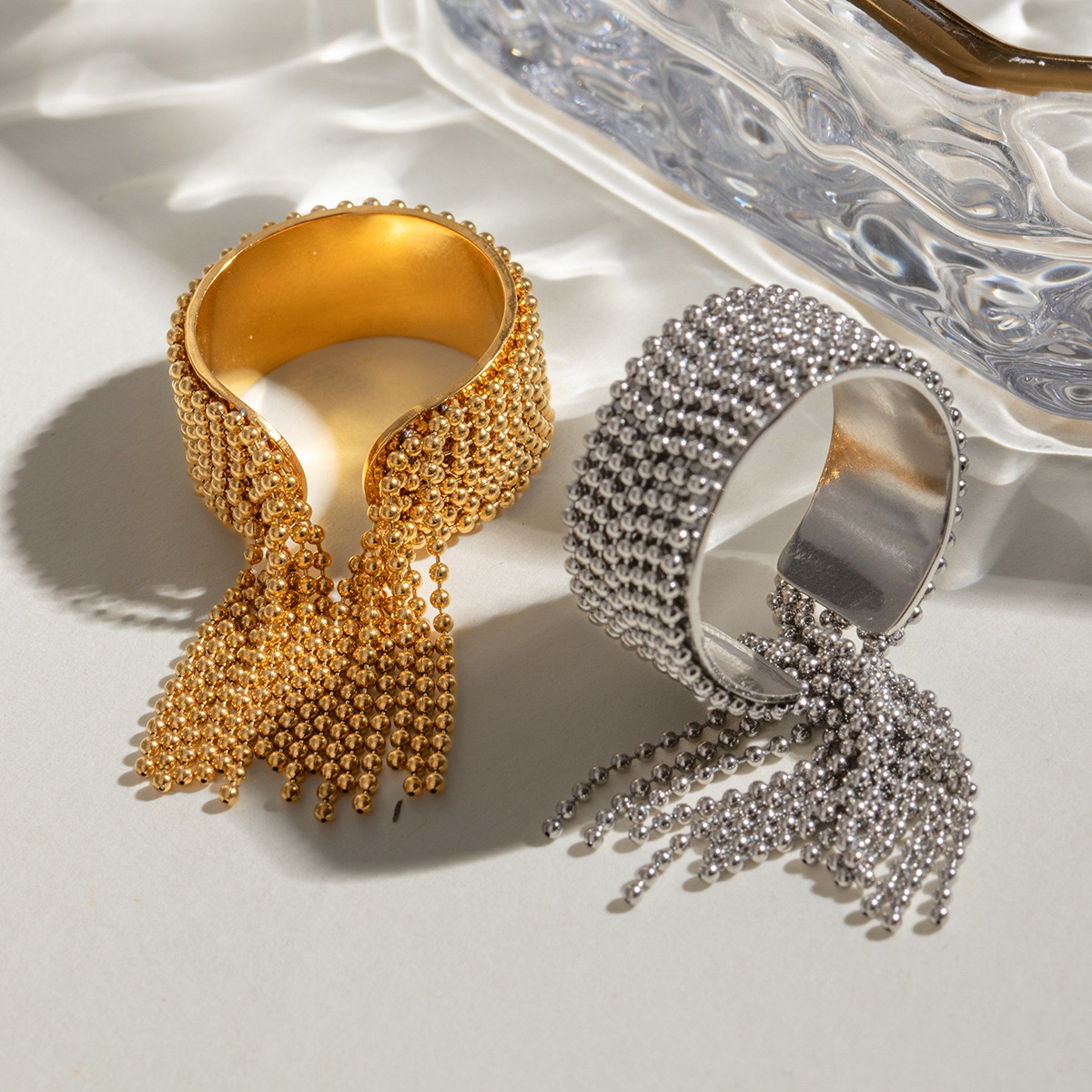 钛钢戒指 【T808】钛钢串珠流苏高级感戒指