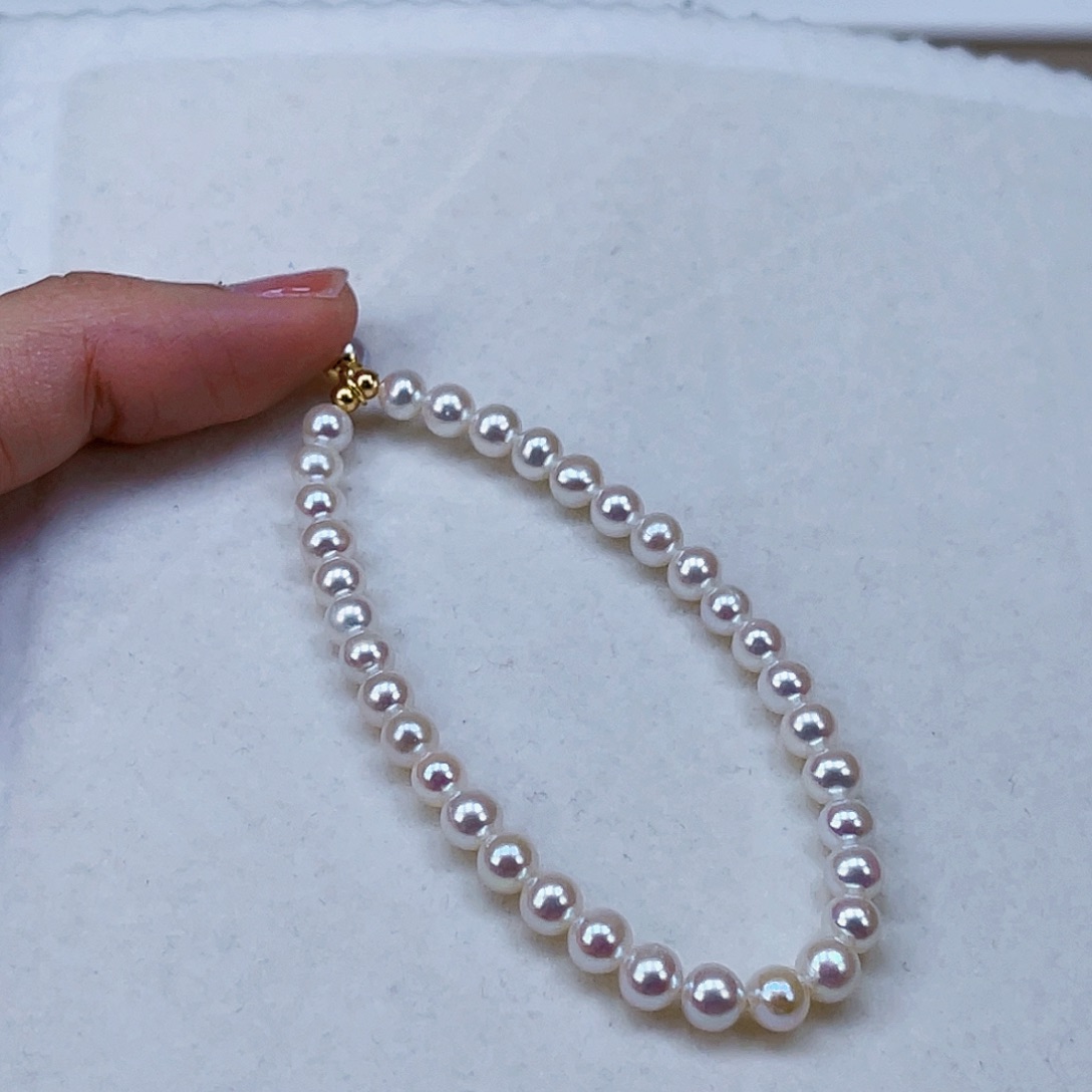 银S925镶嵌手绳淡水珍珠5-6天然淡水珍珠手链 