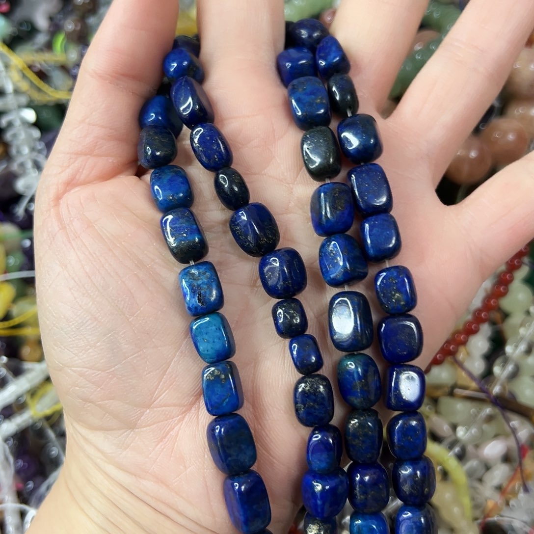 玛瑙/玉髓未镶嵌珠宝半成品，卡8x10青金一条