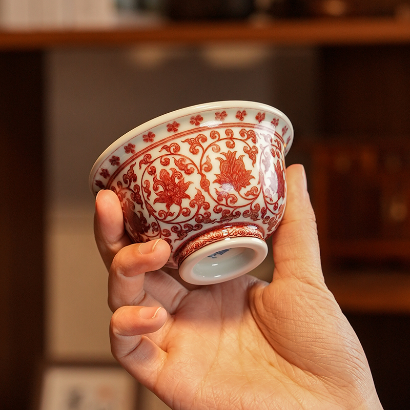 【瓷见如故】预售 屹朴全红腰缠万贯压手杯 yipu568