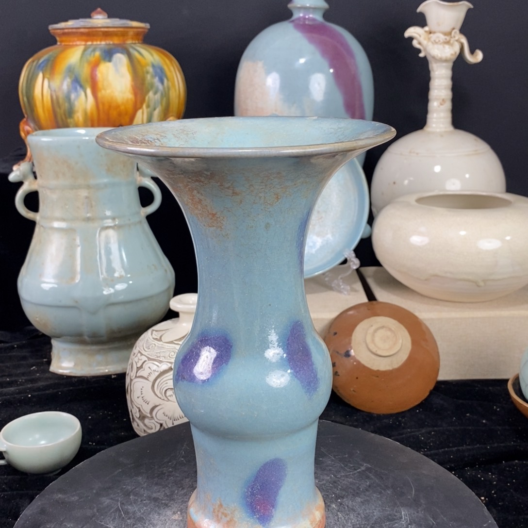 摆件钧窑花觚瓶瓷器