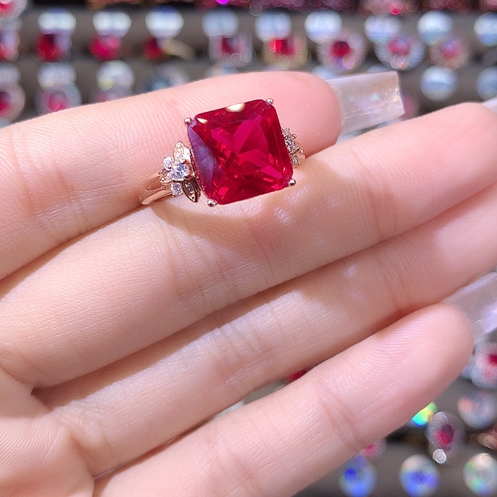 925银鸽血红戒指玫瑰金