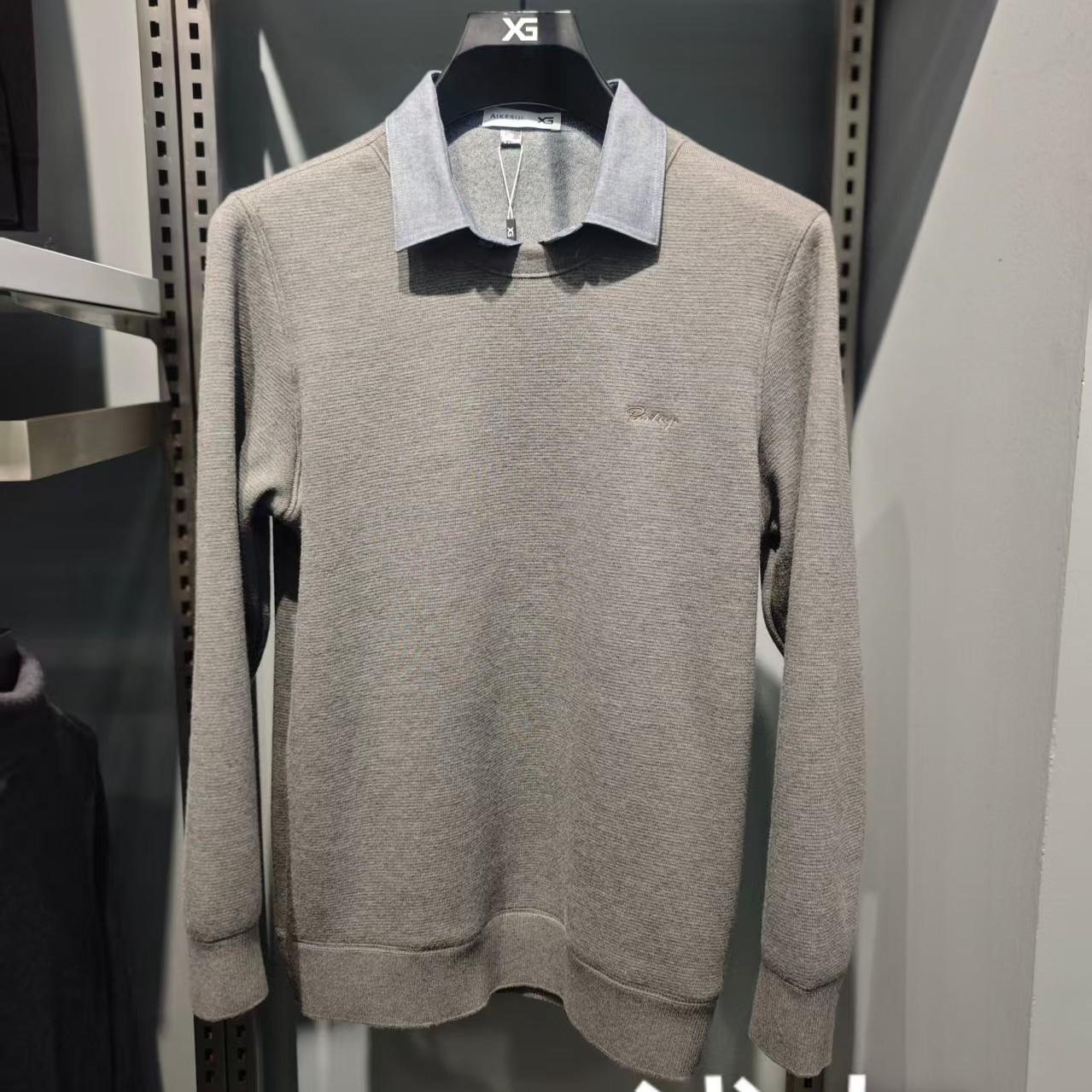 (迪)25B60男翻领假两件