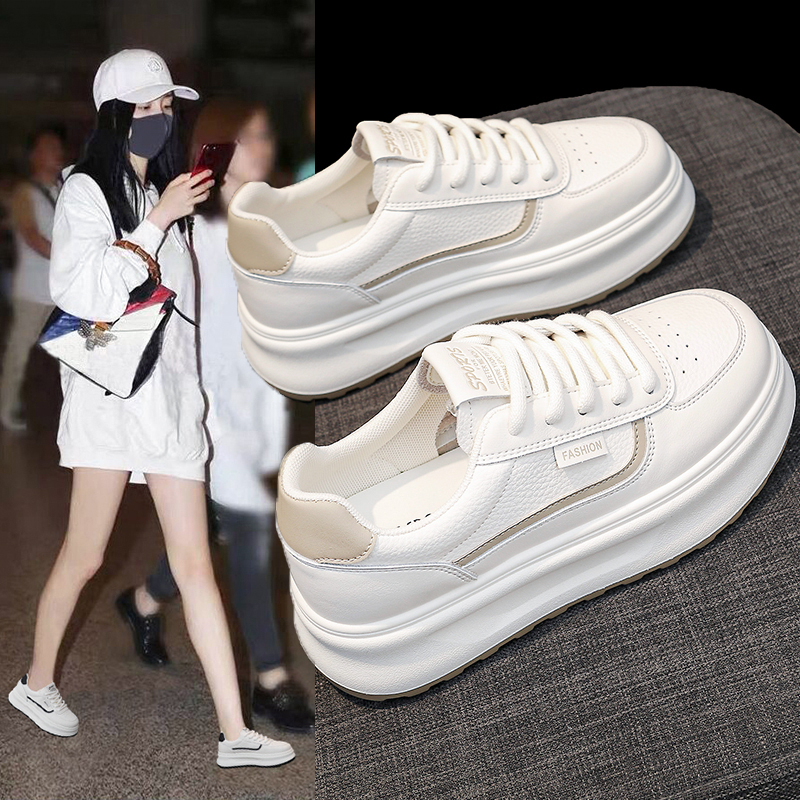 4.5cm小白鞋2025新款秋冬百搭德训鞋休闲鞋爆款增高运动女鞋子潮