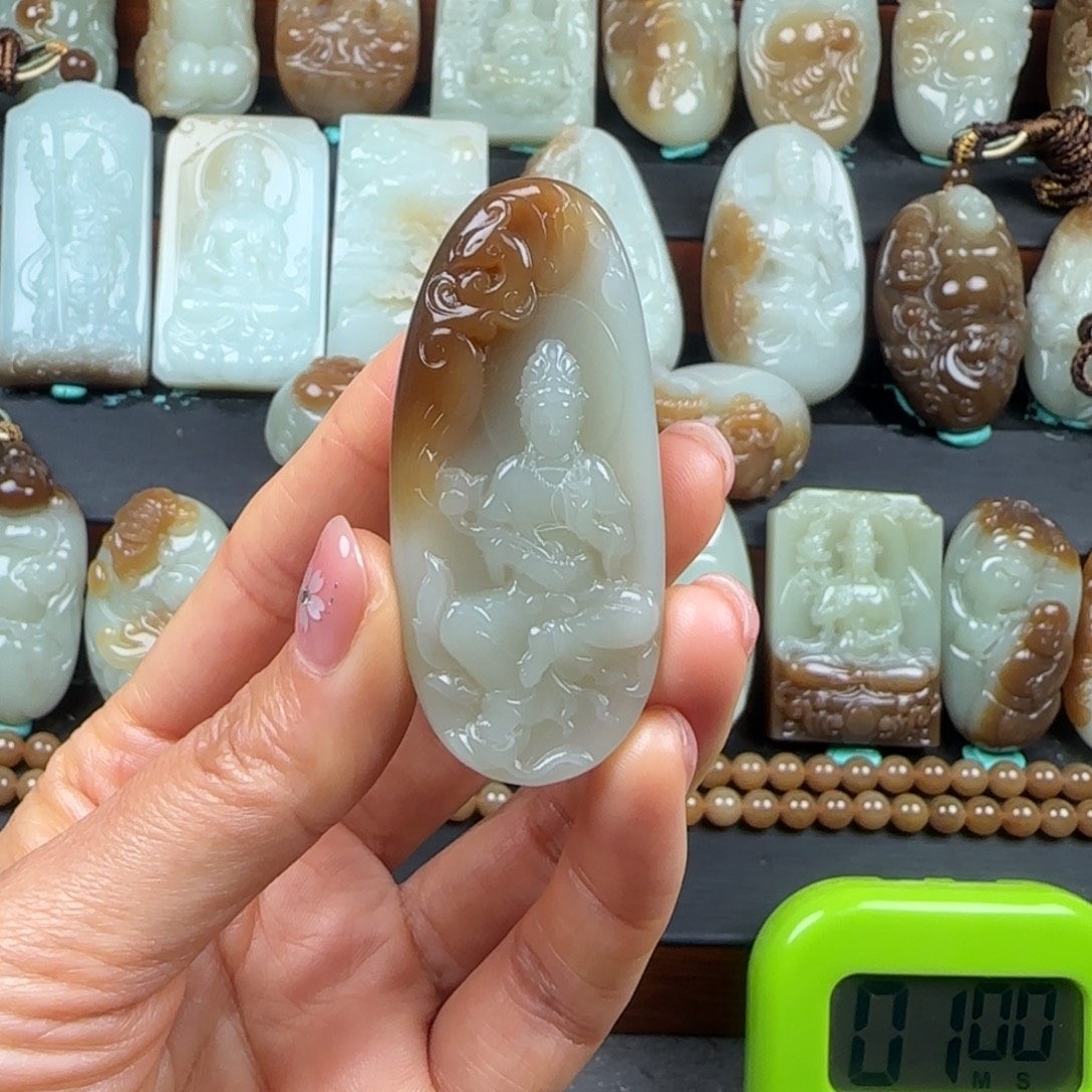 轮***回和田玉未镶嵌挂件