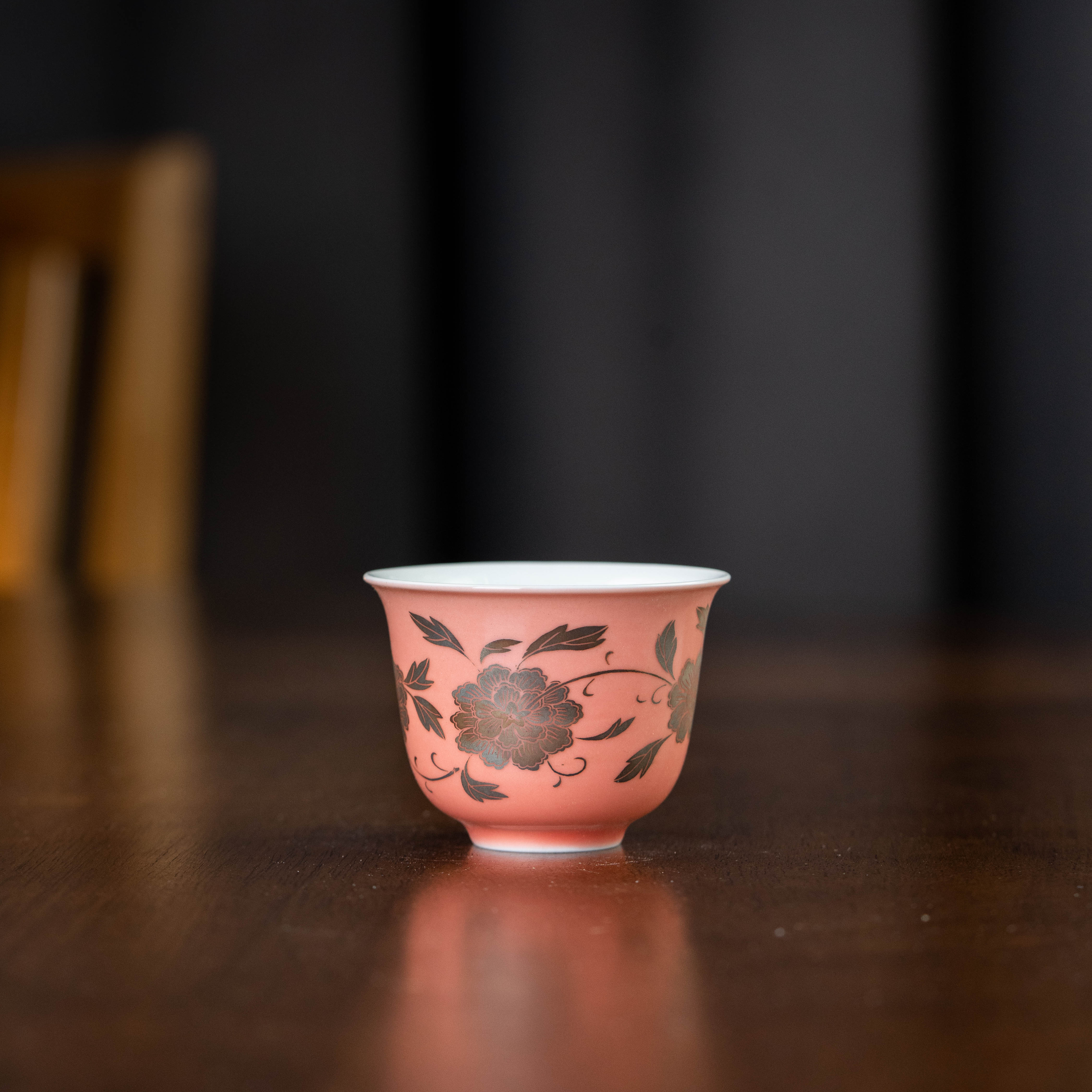 桃红9号杯 银牡丹80cc 瓷器家用茶周边