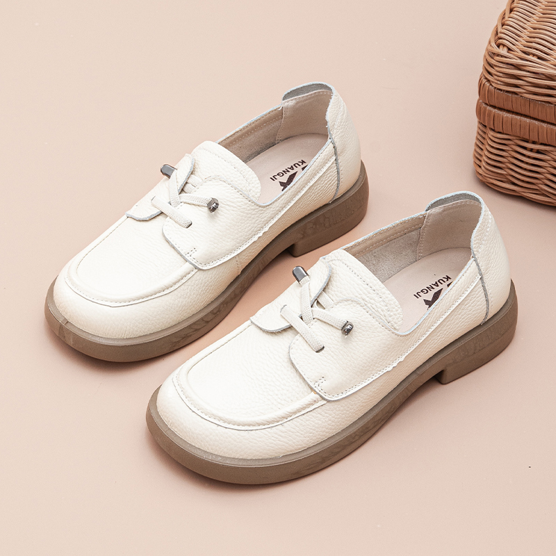 四季通用单鞋豆豆鞋软底春季休闲圆头浅口乐福鞋女鞋阔腿裤必备鞋