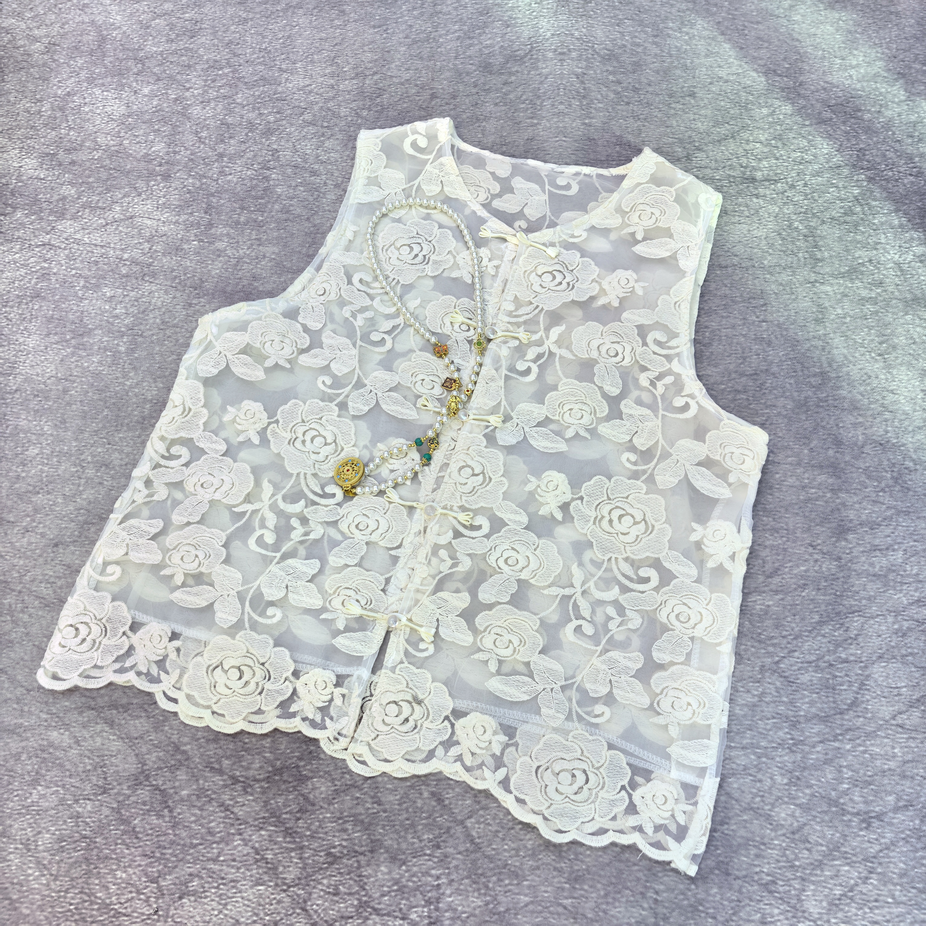 新中式国风重工刺绣马甲女2025年夏季新款气质欧根纱无袖上衣马夹