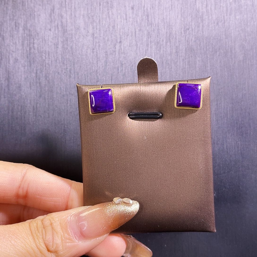 苏纪石（舒俱来）耳钉18K金镶嵌