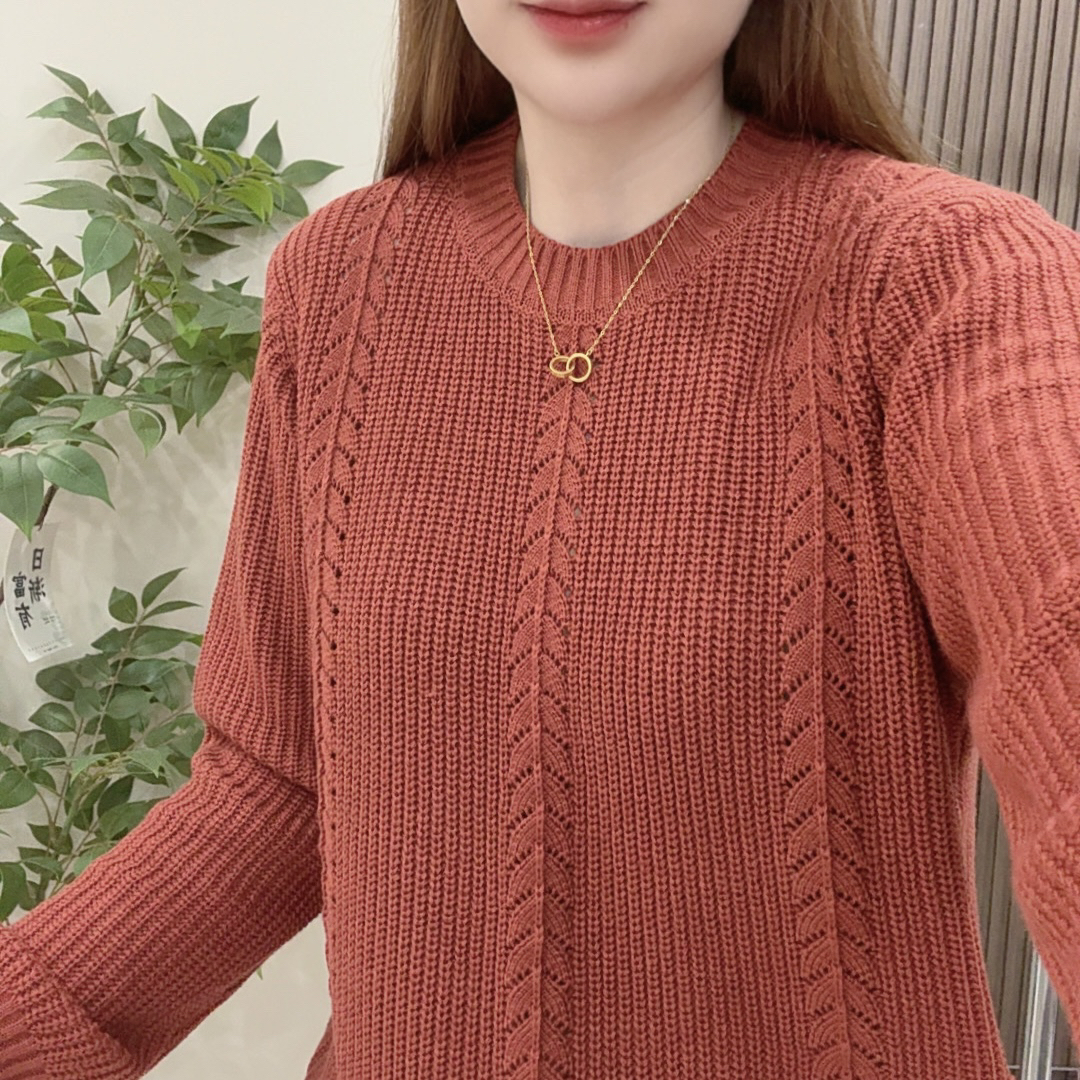 【长袖！】纯色经典够花针织衫圆领女装打底针织衫