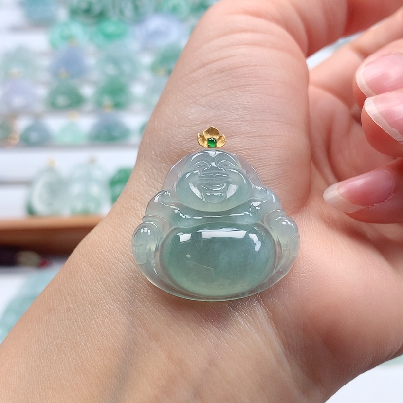 【闪购商品】翡翠吊坠(赠链)18K金镶嵌