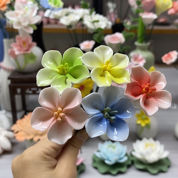 陶瓷陶瓷材料加工5朵樱花