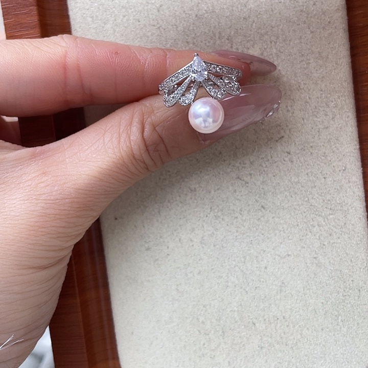 海水珍珠银S925镶嵌戒指