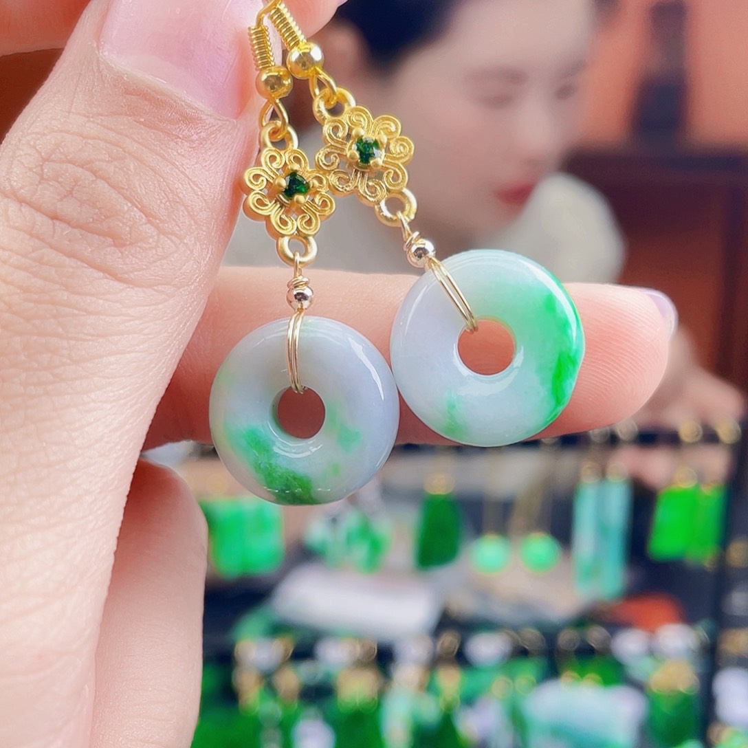 翡翠未镶嵌耳饰饰品