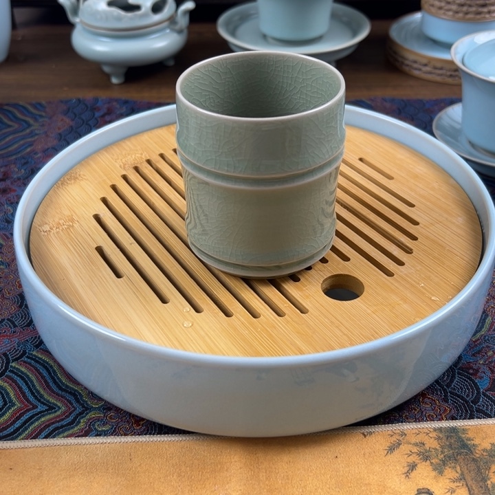 瓷摆件原矿原釉竹节杯精品