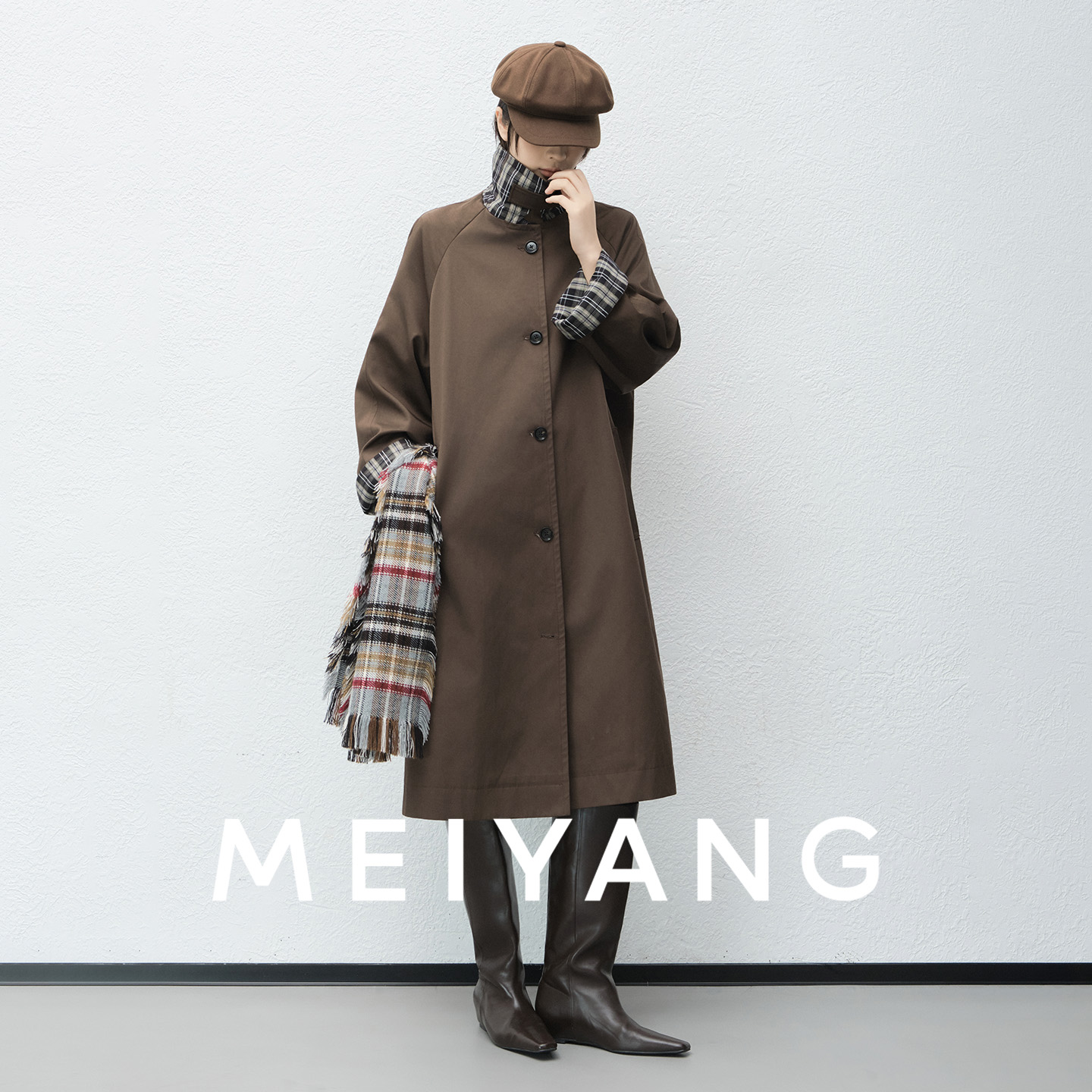 A美洋MEIYANG 晨雾二号风衣【商场同款】105+英伦复古格纹外套-周一